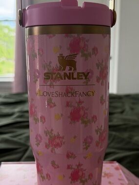 LoveShackFancy Pink Floral Flip Straw Tumbler